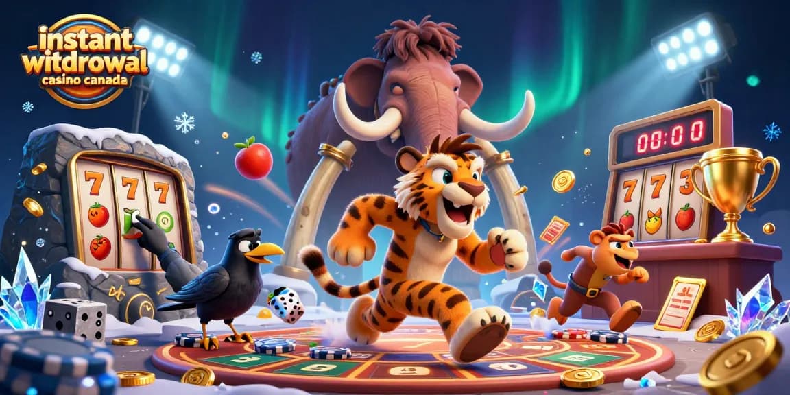 Experience fast payouts at an instant withdrawal casino Canada with this vibrant casino scene.