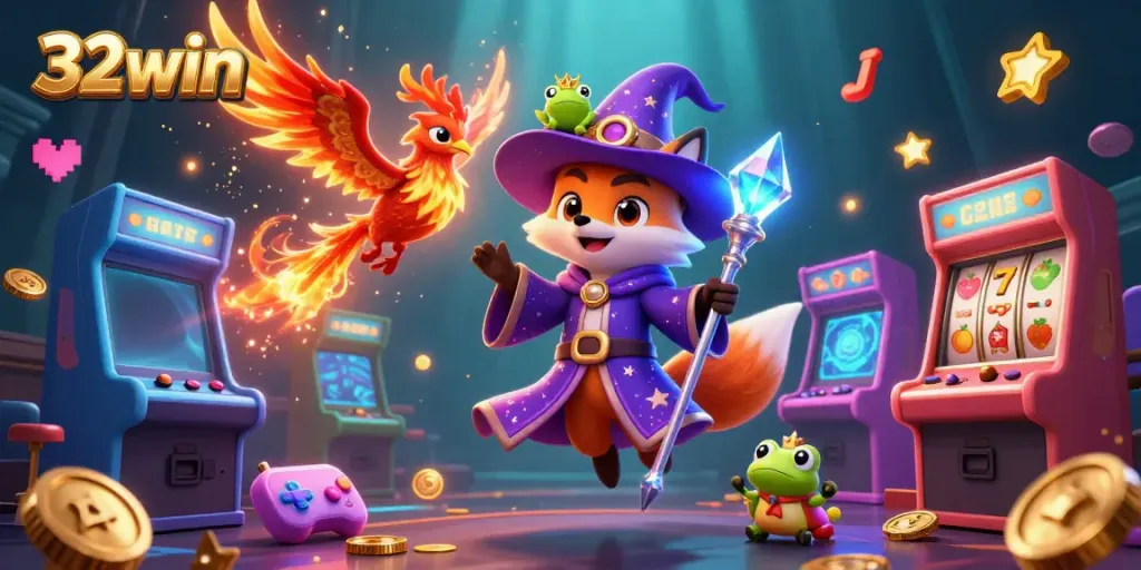Spin the reels at 32win while a mystical fox and phoenix guide your gaming adventure!
